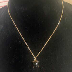 Black Bead Pendant  18" Necklace by C